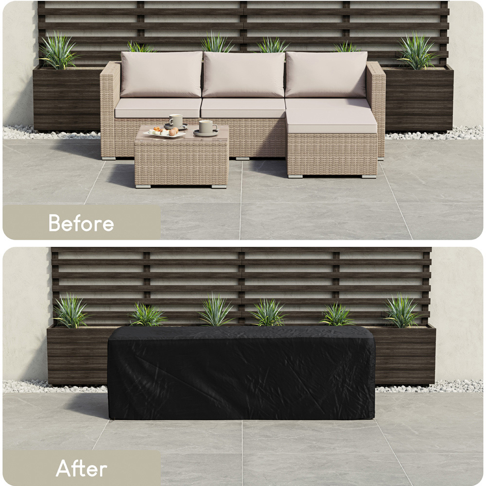 GARDEN VIDA Hampton 4 Seater Black PE Rattan Garden Corner Lounge Set with Cover Image 6