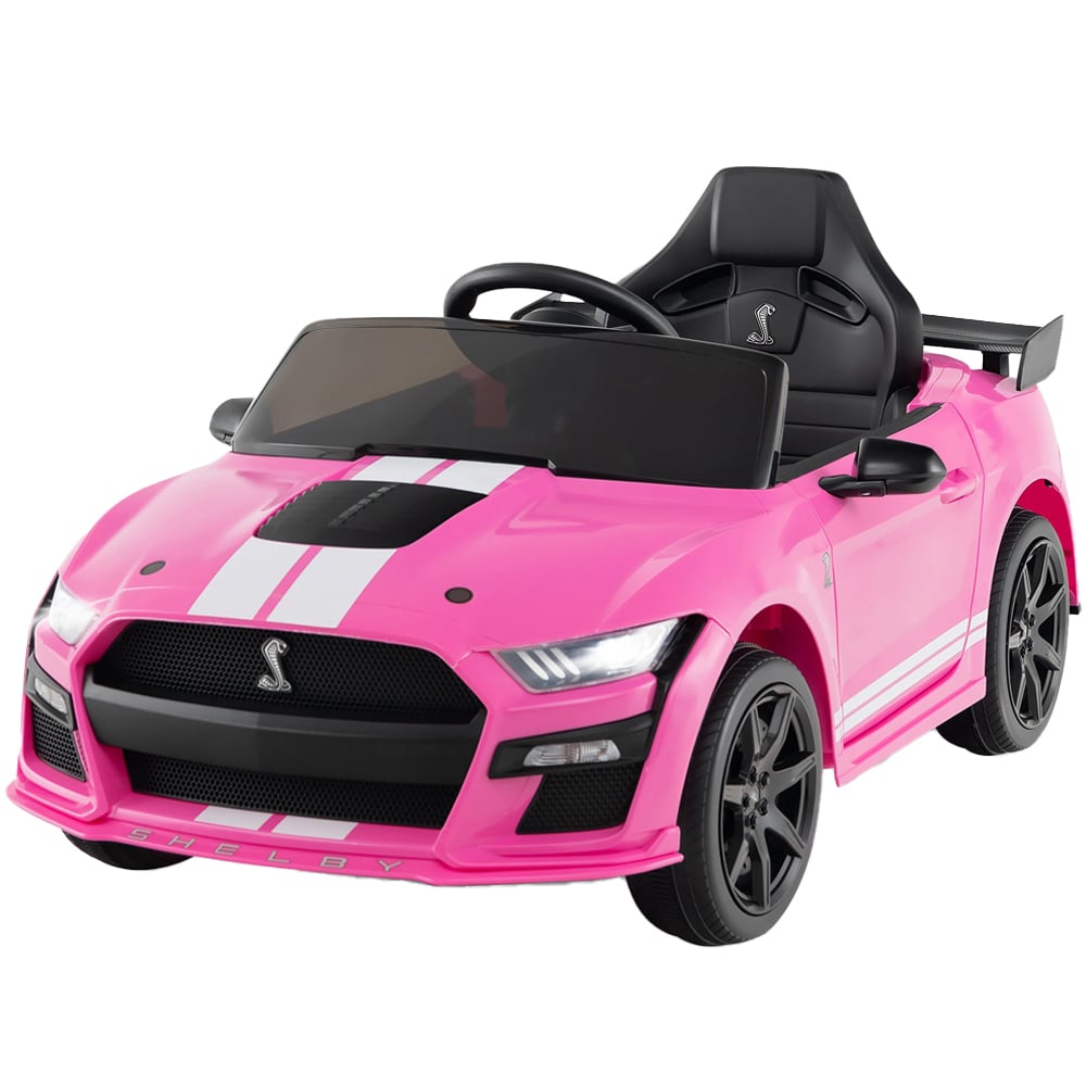 Costway Kids Pink Licensed Ford Mustang Shelby GT500 Electric Ride On Car 12V Image 1