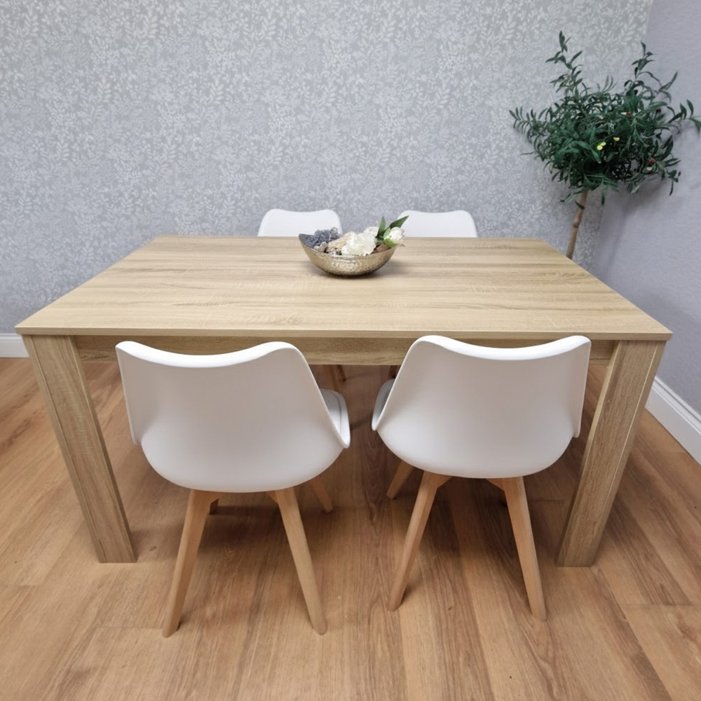Kosy Koala 4 Seater Plastic Dining Table Set Oak Effect and White Image 2