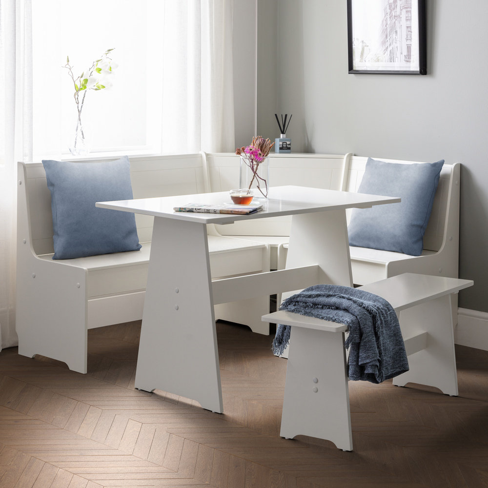 Julian Bowen Newport 5 Seater Corner Dining Set with Storage Bench Surf White Image 6