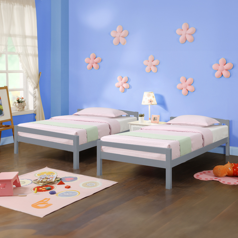 Comfy Living Grey Detachable Wooden Bunk Bed Image 3
