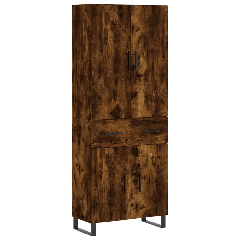 vidaXL 4 Door 2 Drawer Smoked Oak Highboard Image 2