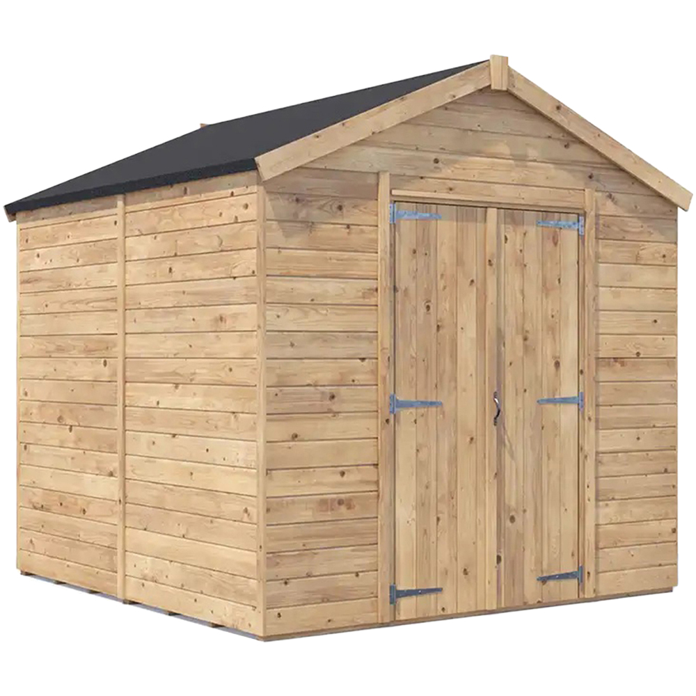 Dunster House Overlord 8 x 8ft Modular Brown Apex Bike Shed Image 1