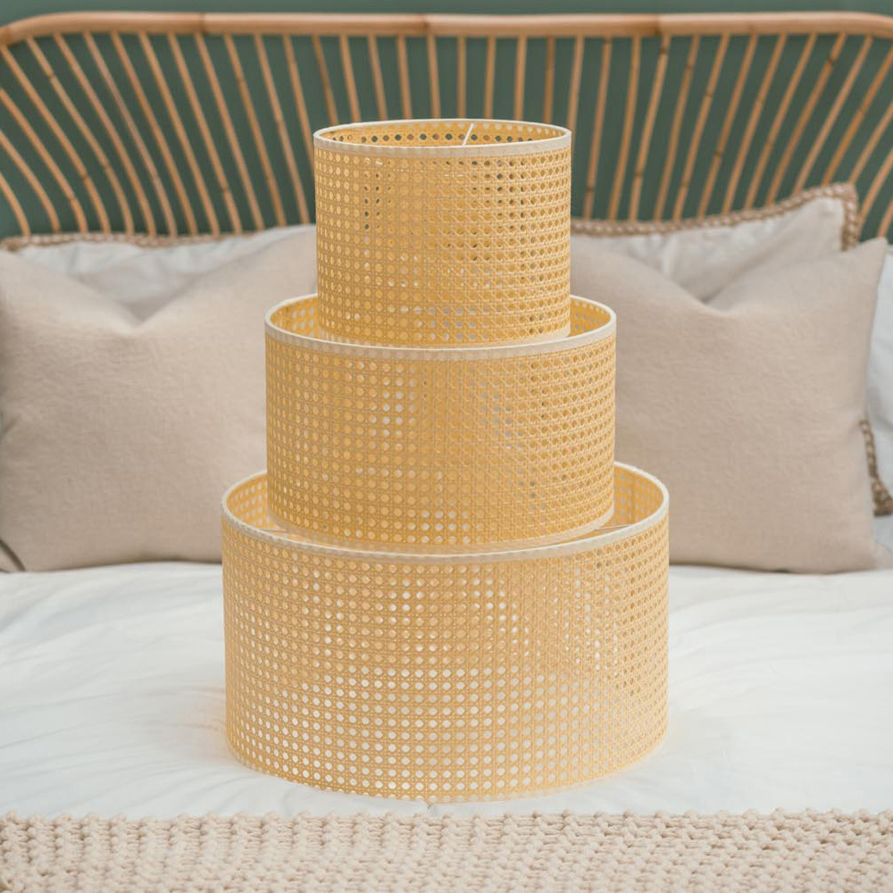 ValueLights Reni Natural Wicker Ceiling Drum Lamp Shade Large Image 4