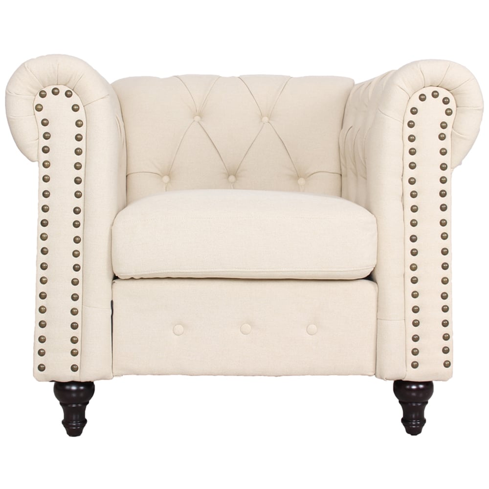 Furniture One Cream Nailhead Trim Upholstered Armchair Image 2