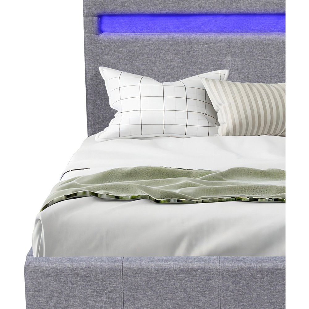 Comfy Living Small Light Grey Ottoman Bed Frame with LED Image 3