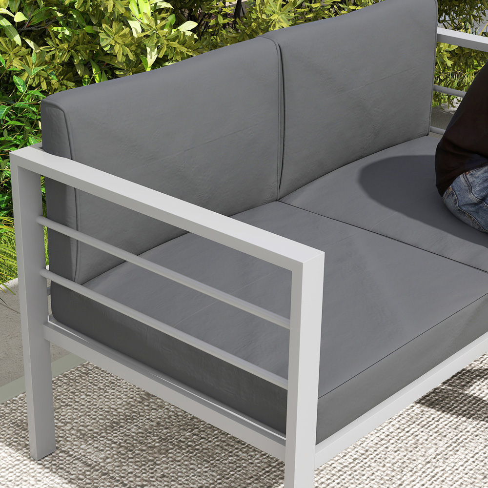 Outsunny 2 Seater Charcoal Grey Garden Loveseat with Removable Cushions Image 3