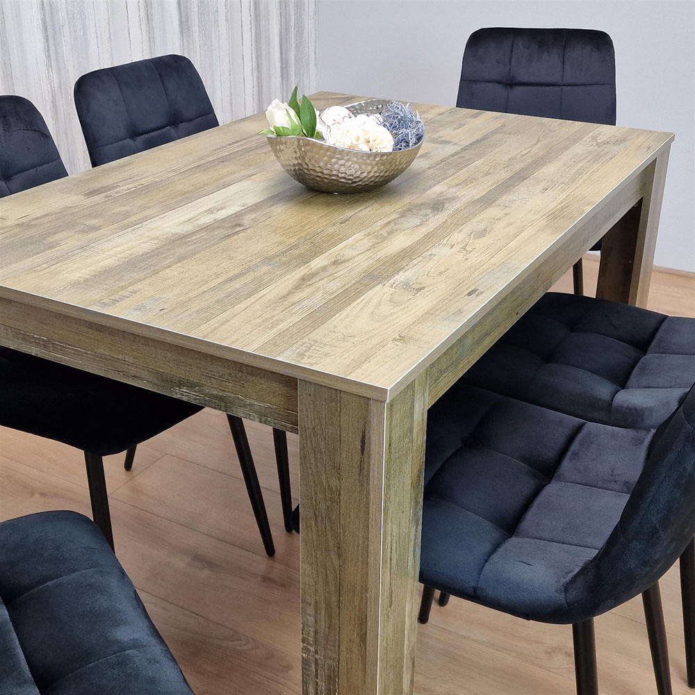 Kosy Koala 6 Seater Velvet Dining Set Rustic Effect and Black Image 4