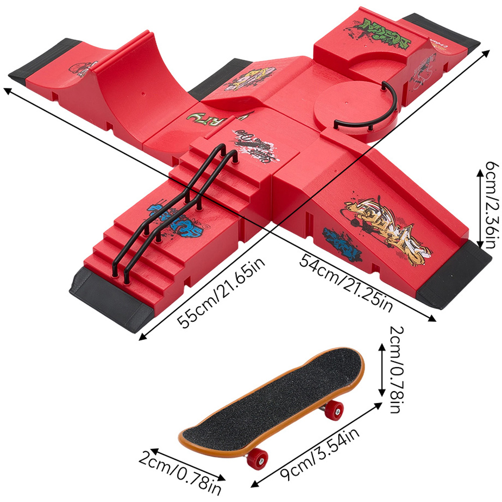 H&O Direct Red Finger Skateboard Park Set with 6 Skateboards Image 6