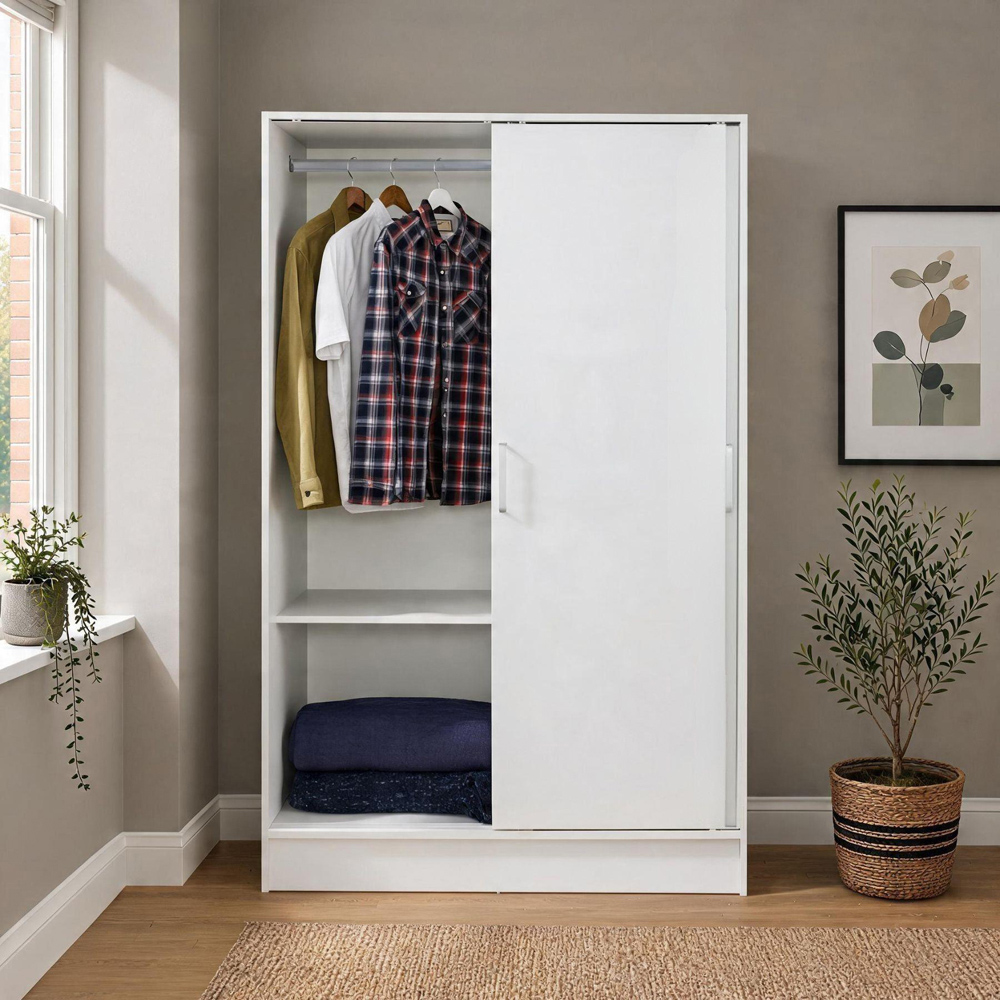 Home Source Raya 2 Sliding Door White Wardrobe Image 4