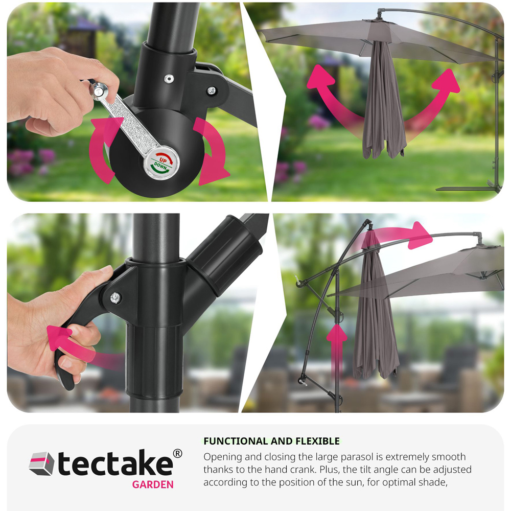 tectake Ciccio Grey Adjustable Tilt Cantilever Parasol 3.5m Image 7