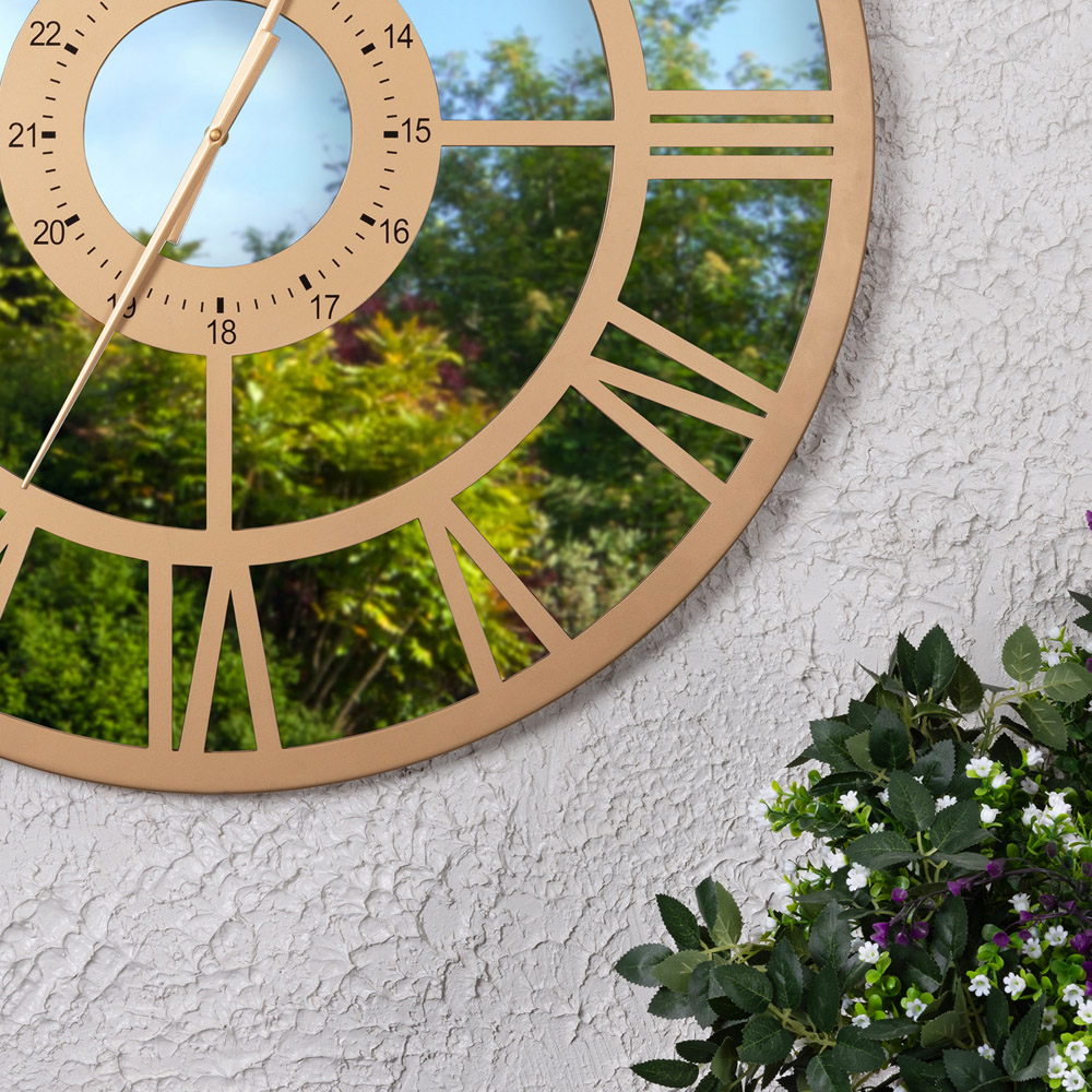 Charles Bentley Coniston Gold Mirrored Round Skeleton Indoor and Outdoor Wall Clock 80cm Image 7