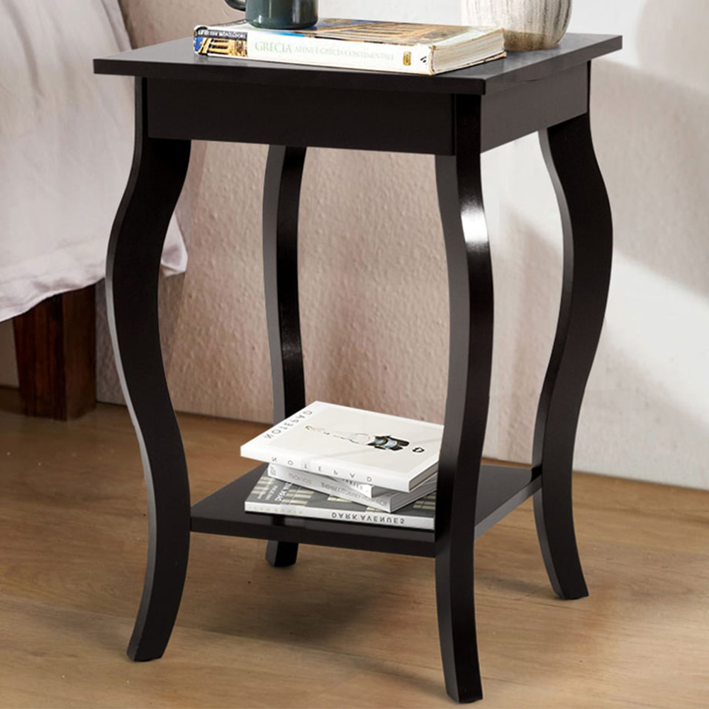 Costway 2 Shelf Coffee Curved Legs Accent End Table Image 1