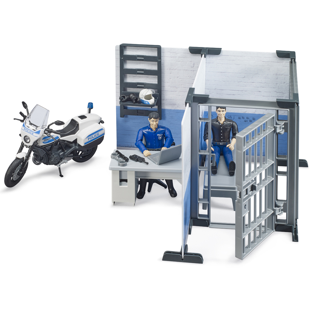 Bruder Kids bworld Police Station with Police Motorbike Playset Model Image 5