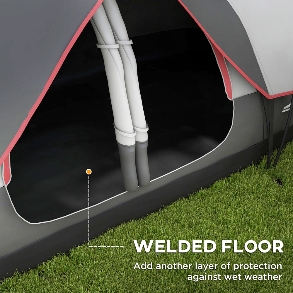 Outsunny 5-6 Person Camping Tent with 2 Bedroom and Waterproof Rainfly Grey Image 6