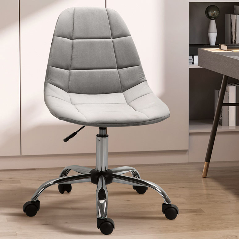 Portland Grey Velvet Swivel Armless Office Chair Image 1