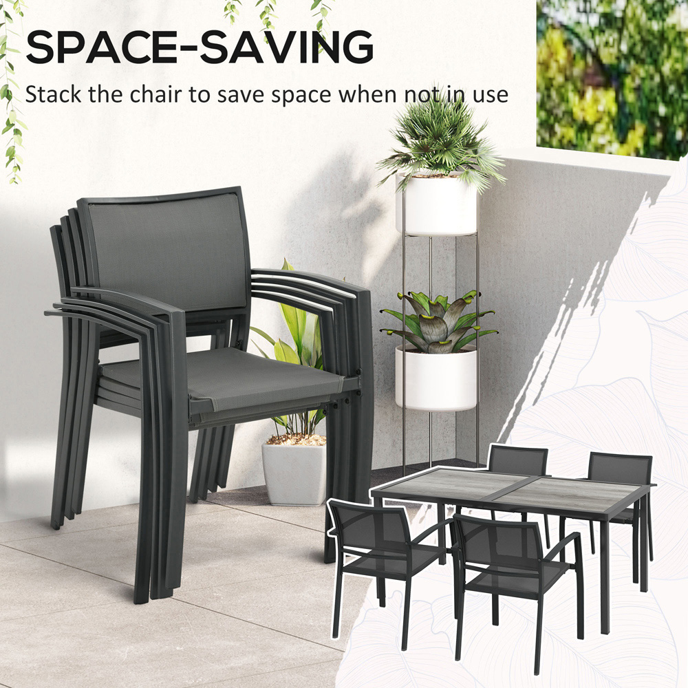 Outsunny 4 Seater Wood Effect Garden Dining Set Grey Image 4
