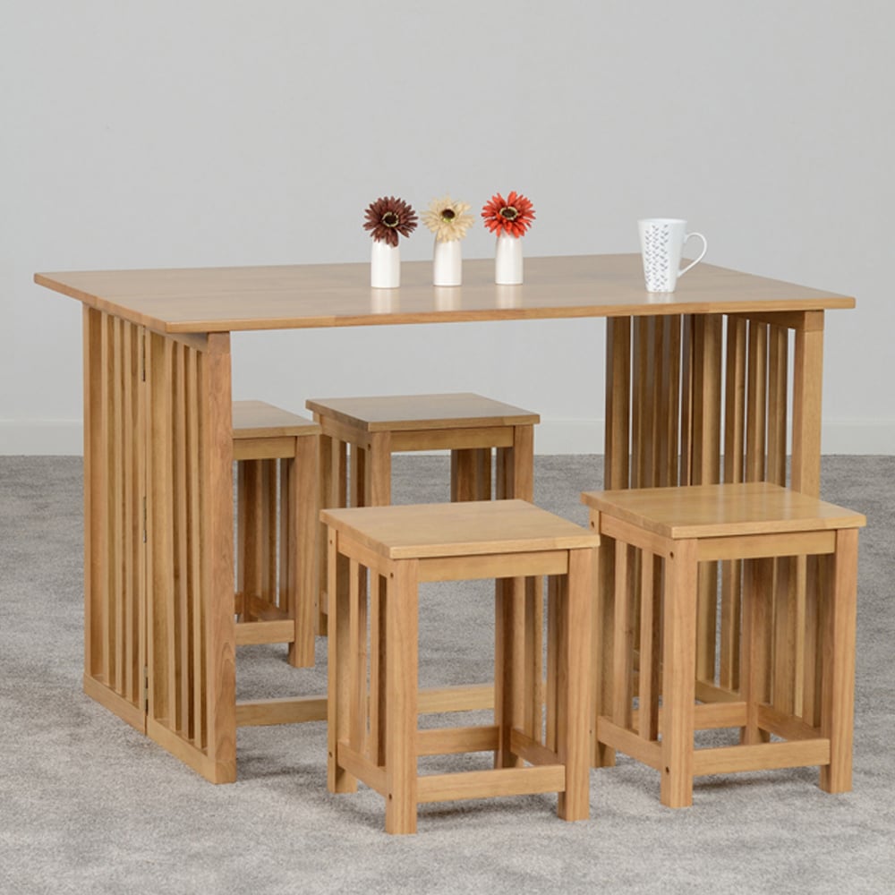 Seconique Richmond 4 Seater Foldaway Dining Set Oak Varnish Image 1