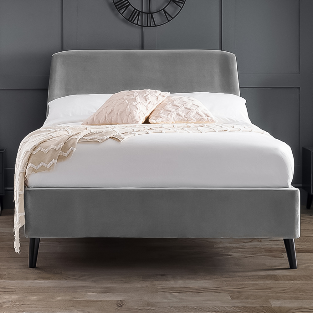 Julian Bowen Frida King Size Grey Curved Velvet Bed Frame Image 1
