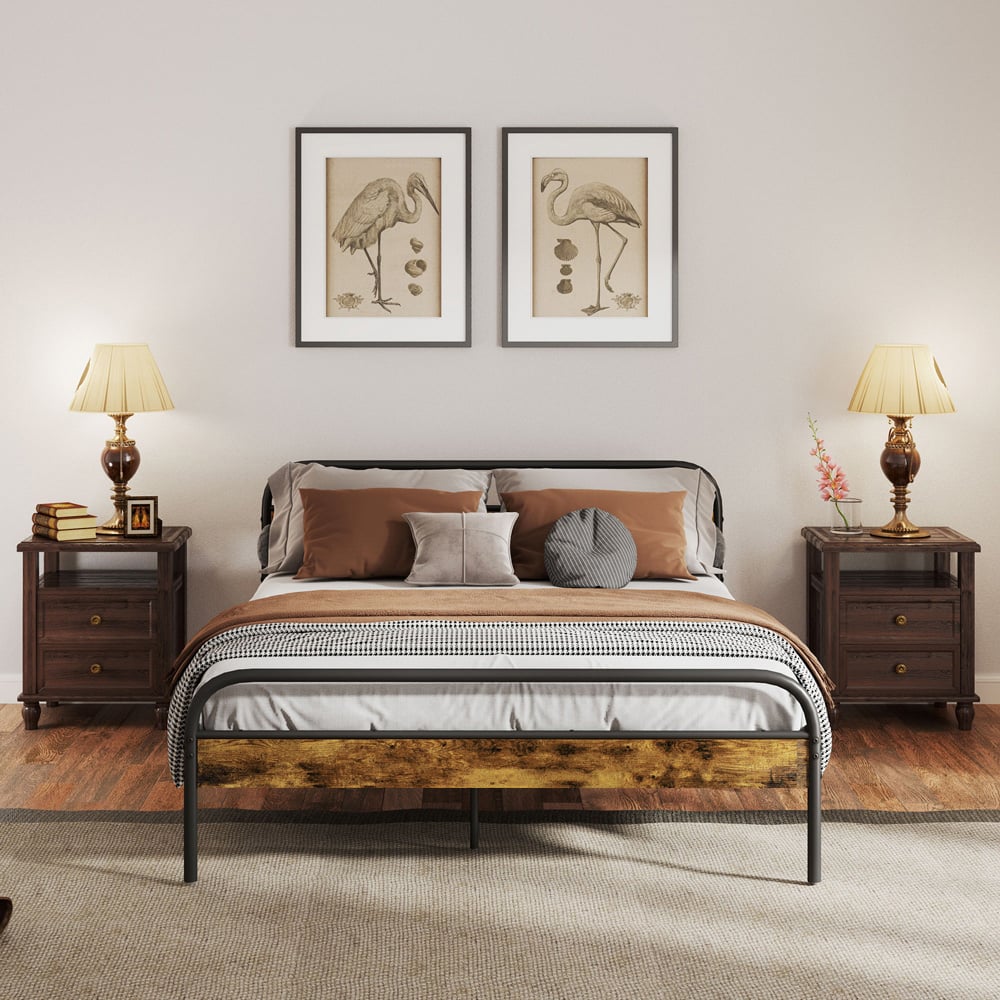 Portland King Size Rustic Brown Bed Frame with Headboard Image 5