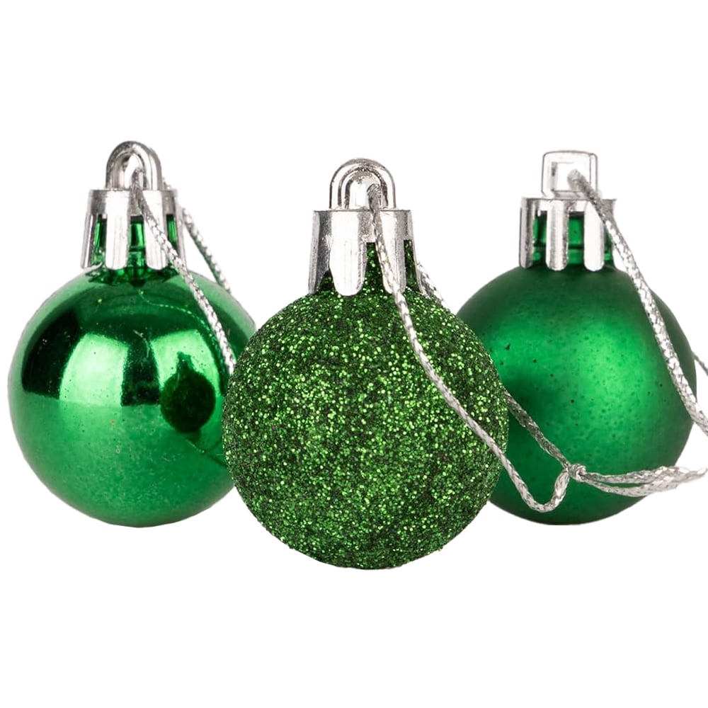 Shatchi 3cm Dark Green Shatterproof Christmas Bauble 24 Pack Image 2