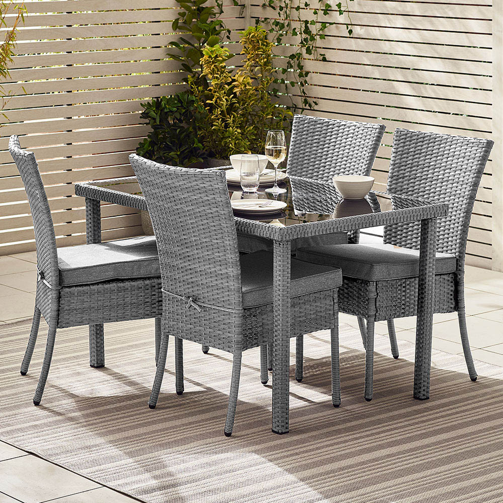 Furniturebox Bali 4 Seater Garden Dining Set Java Grey Image 1