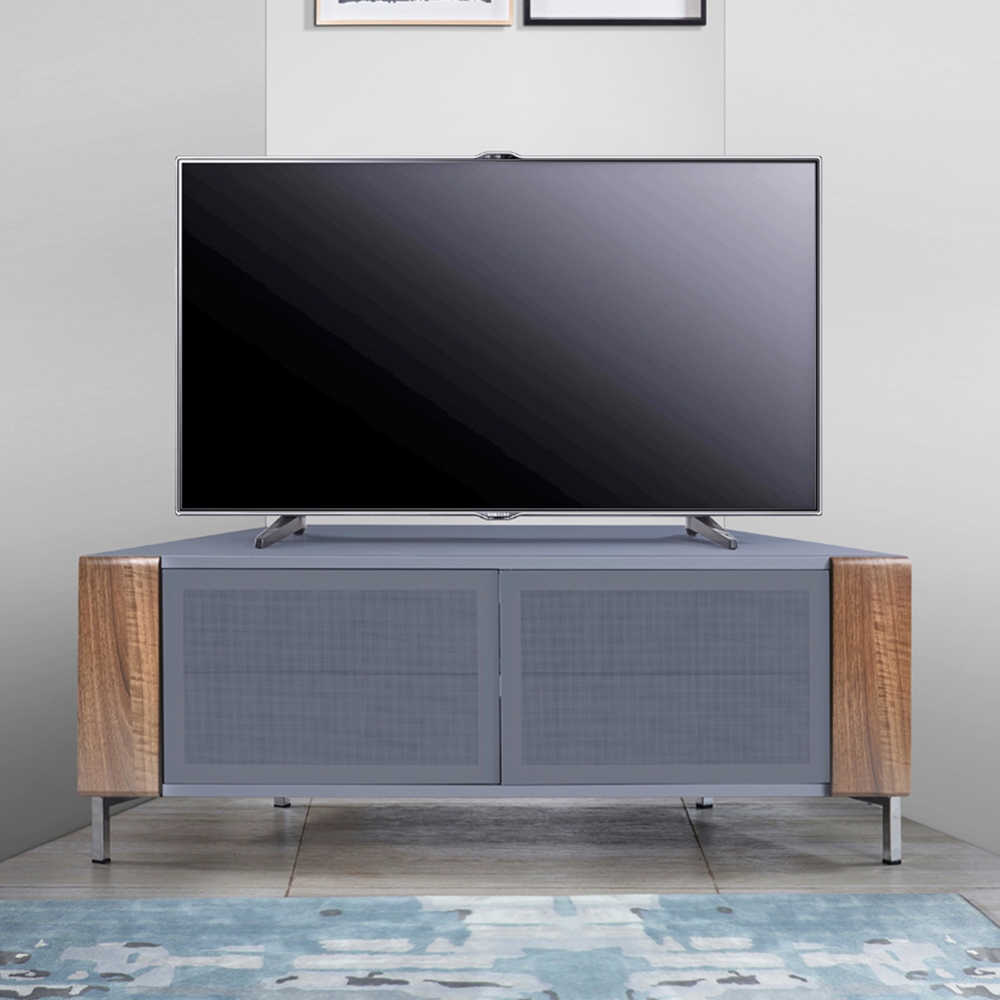 MDA Designs Corvus 2 Door Grey and Walnut TV Cabinet Image 7