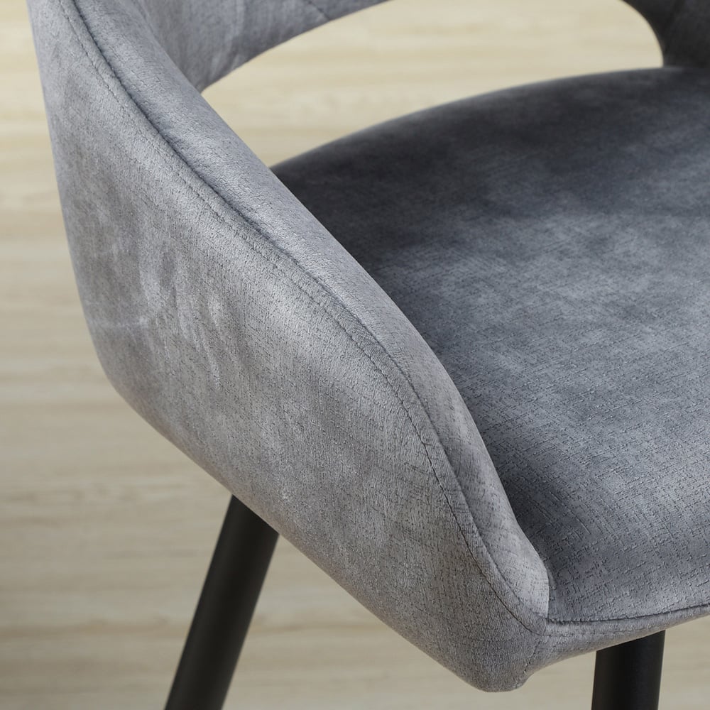 Portland Dark Grey Velvet Touch Bar Stool Set of 2 Image 3