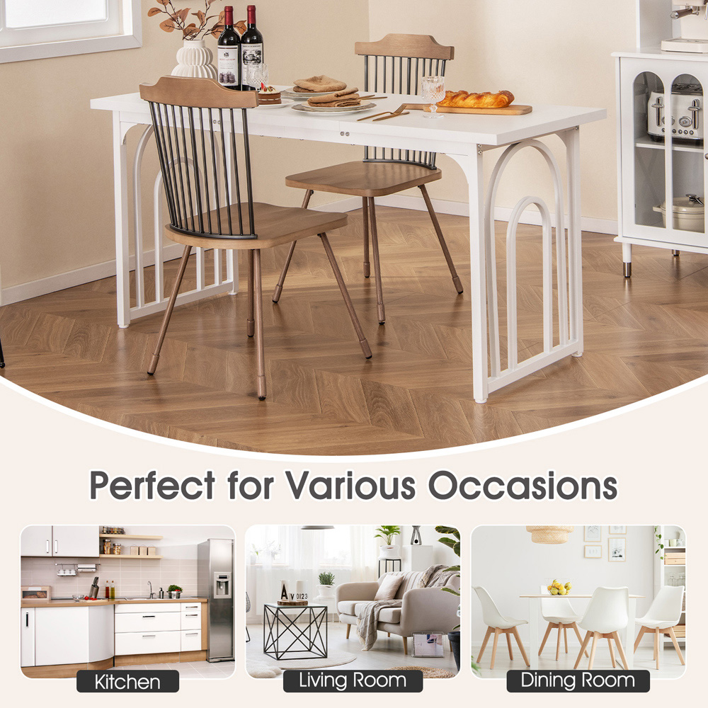 Costway 8 Seater Dining Table with Metal Legs White Image 5