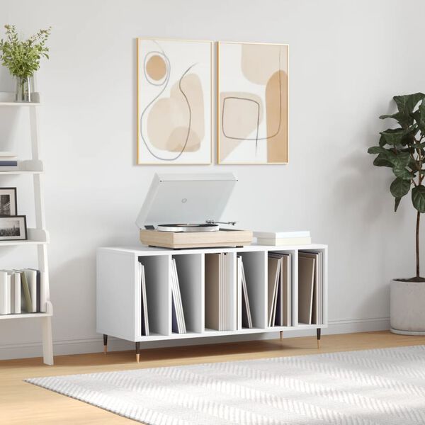 vidaXL 6 Shelf White Record Cabinet Image 8