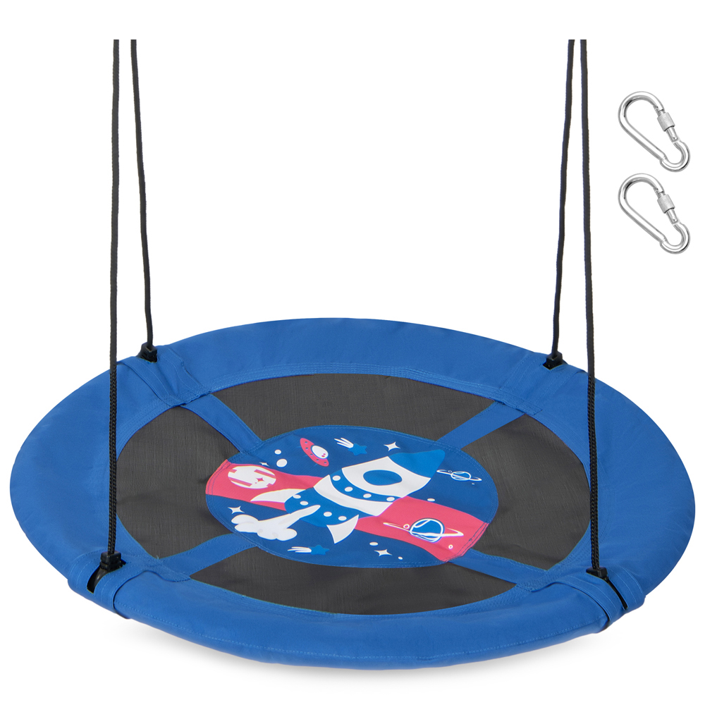 Costway Blue Oxford Fabric Saucer Tree Swing 104cm Image 1