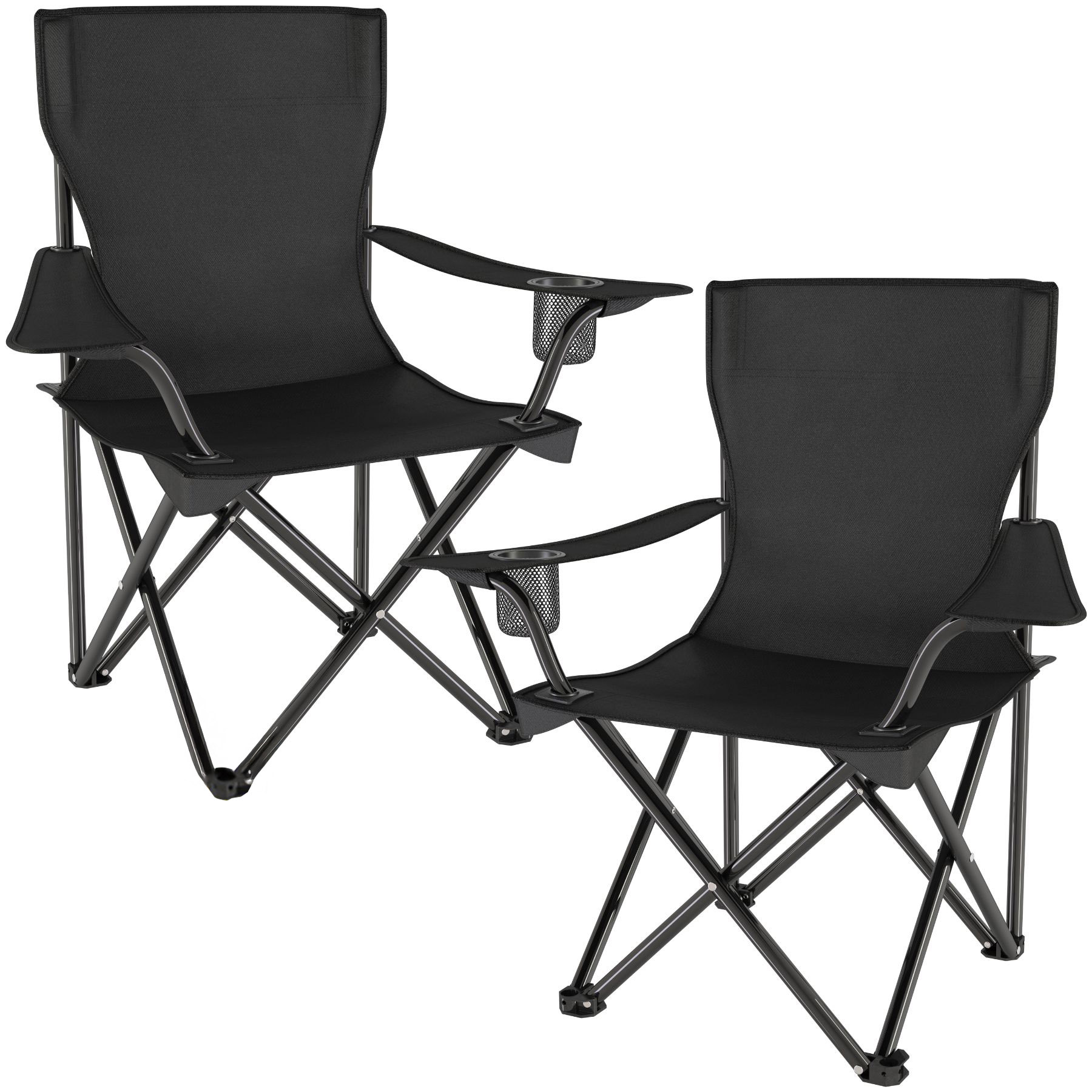 tectake 2 Piece Black Camping Chair Set Image 1