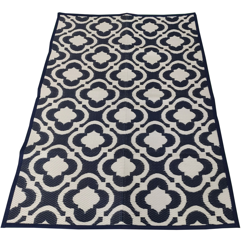 Charles Bentley Navy Moroccan Patterned Outdoor Rug 120 x 170cm Image 1