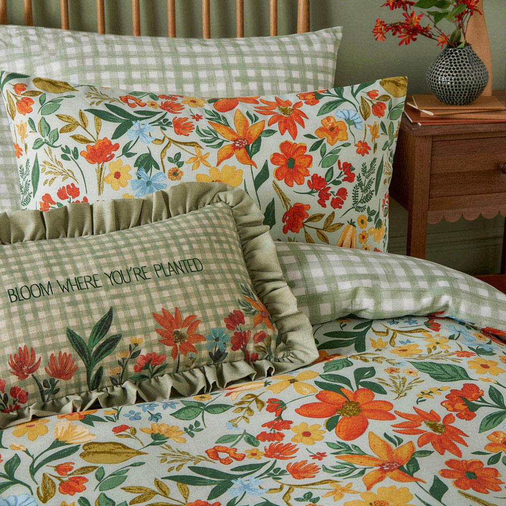 furn. Meadow King Size Green Haze Printed Duvet Set Image 2