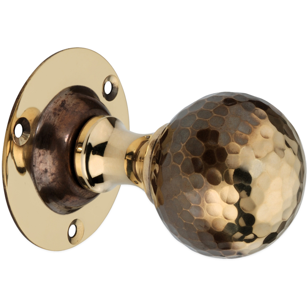 Spira Brass Aged Brass Hammered Ball Mortice Door Knob 2 Pack Image 3