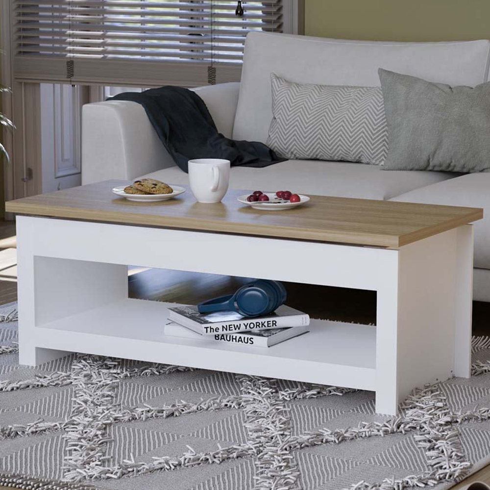 Vida Designs Arlington Sliding Top White Coffee Table Image 1