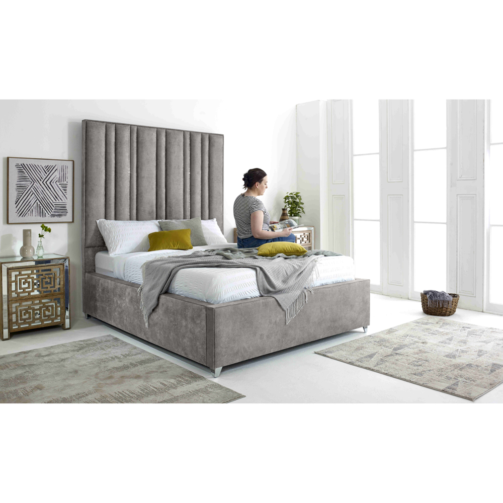 Eleganza Madrid King Size Silver Oakland Fabric Bed Frame Image 4