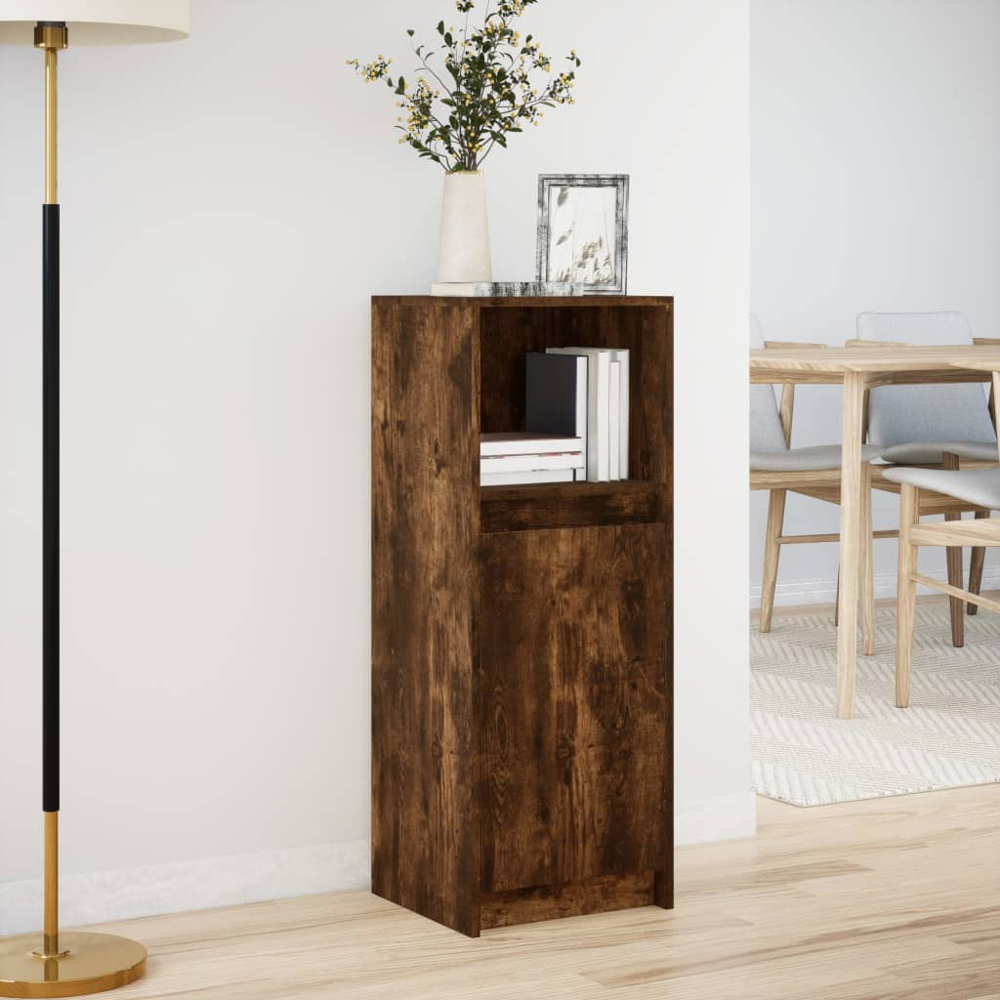 vidaXL Single Door Single Shelf Smoked Oak Sideboard with RGB LED Lights Image 4