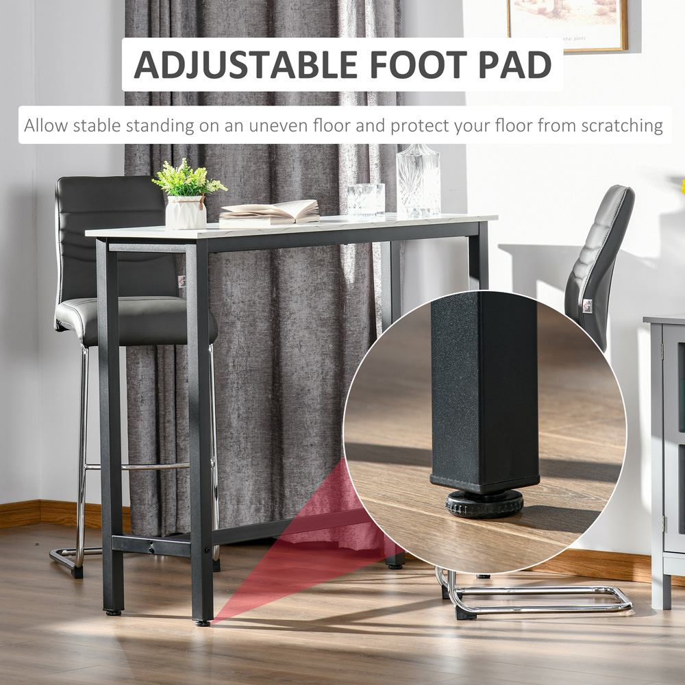 Portland 2 Seater Marble Dining Effect Table White and Black Image 8