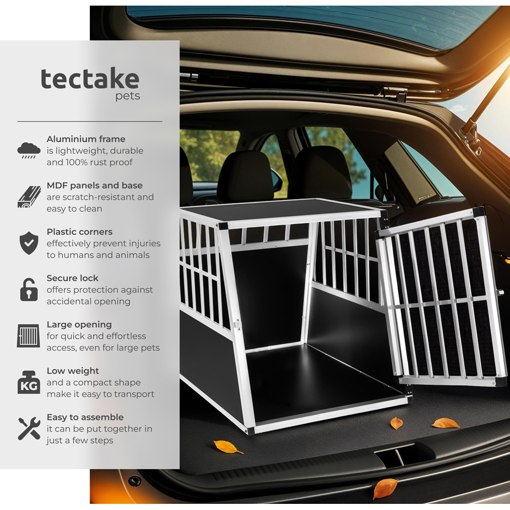 tectake Black Lockable Dog Crate Image 6
