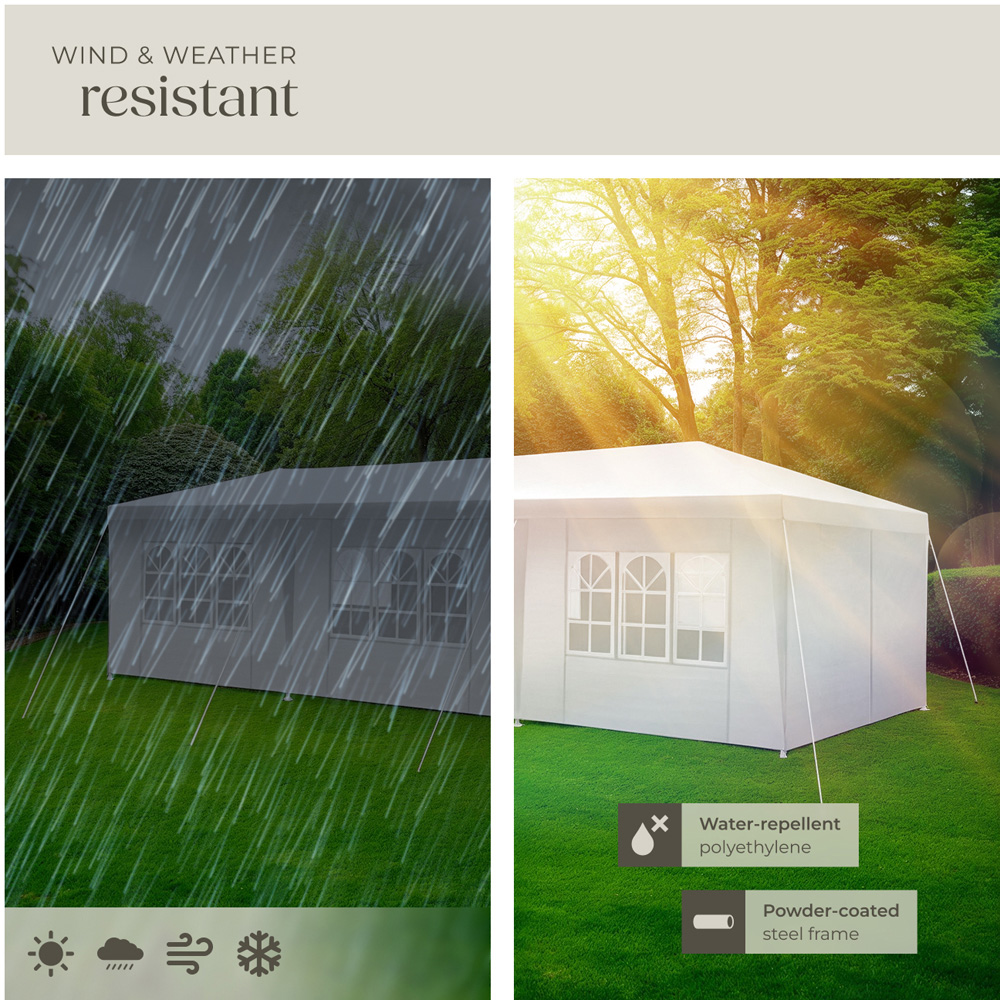 tectake Miramas 9 x 3m White 8 Side Panel Water-Resistant Gazebo Image 4