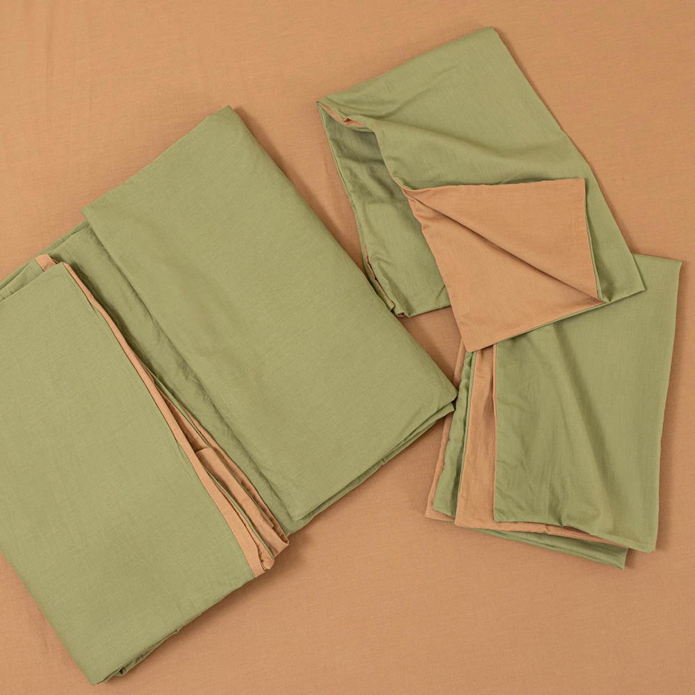 MHG Living King Size Olive Green Reversible Duvet Set Image 2