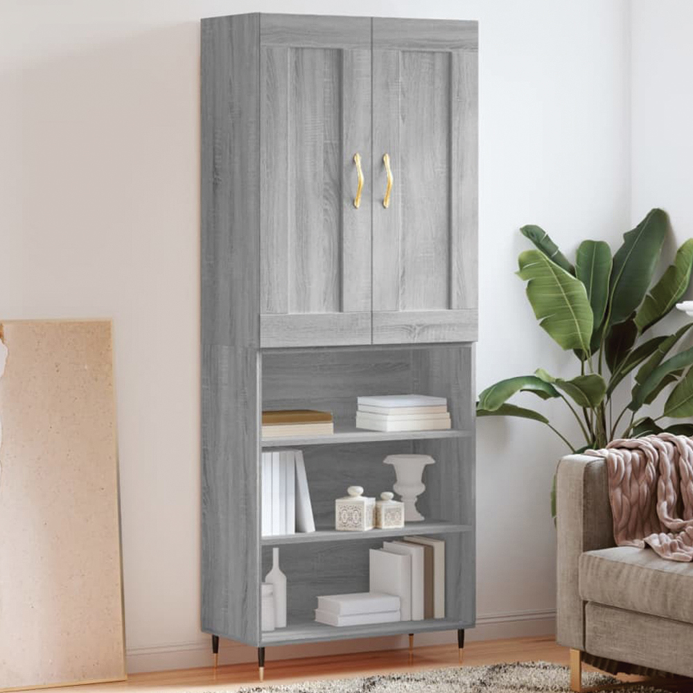 vidaXL 2 Door 3 Shelf Grey Sonoma Highboard Image 1