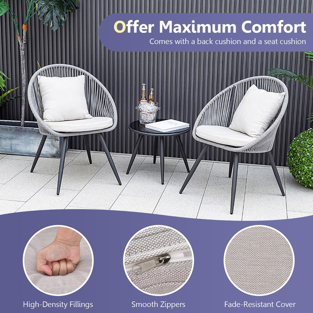 Costway 2 Seater Grey Patio Set Image 6