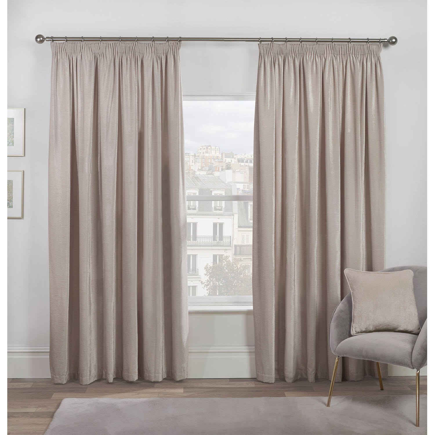 Divante Chenille Stone Taped Curtains 228cm Image 1
