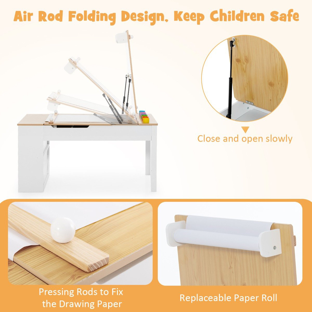 Costway 2 in 1 Kids Table and Chair Set Natural Image 6