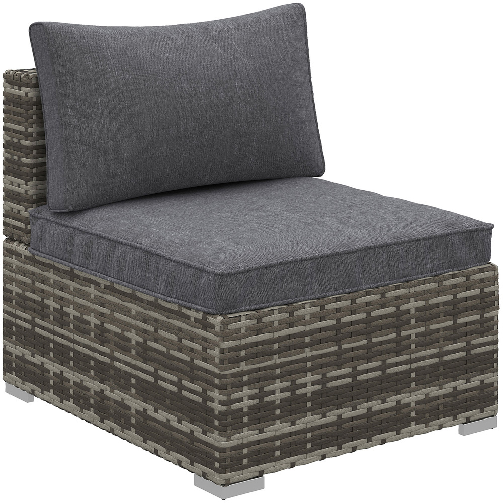 Outsunny Deep Grey PE Rattan Single Sofa Chair Image 2