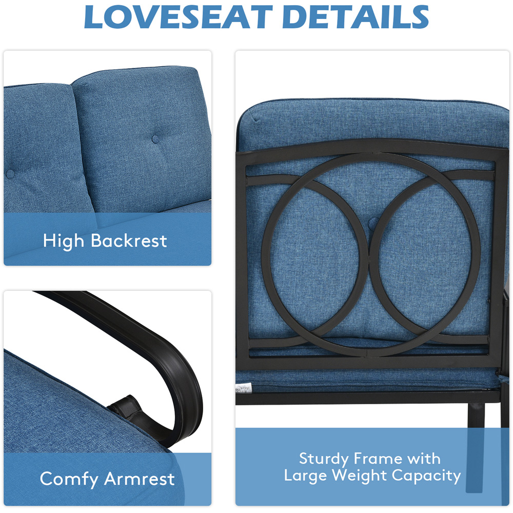 Costway 2 Seater Navy Garden Furniture Set Image 6