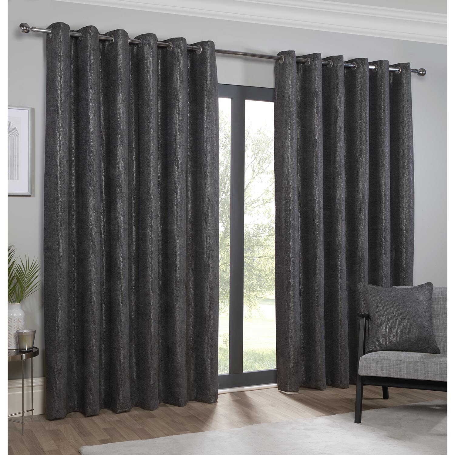 Nova Charcoal Eyelet Curtains 229 x 229cm Image 2