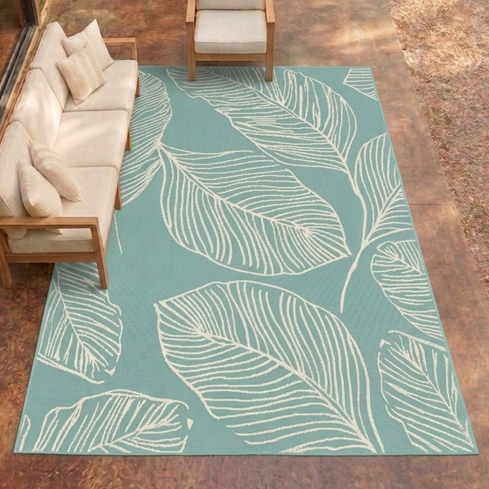 Portland Rugstyle Aqua Leaf Rug 240 x 340cm Image 1